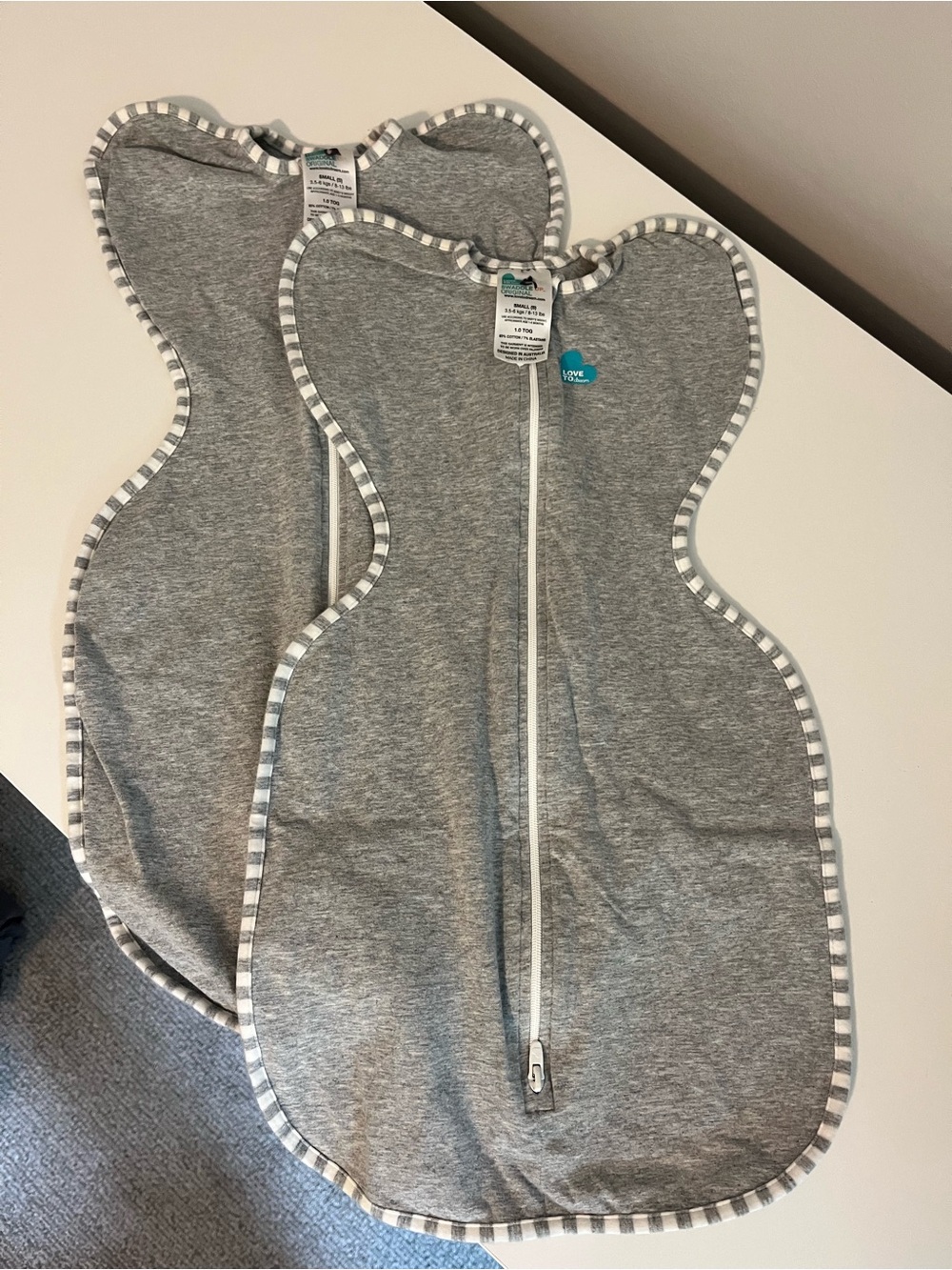 Love to dream Swaddle Up Grey Zip Sleep Sack Swaddle - set of 2